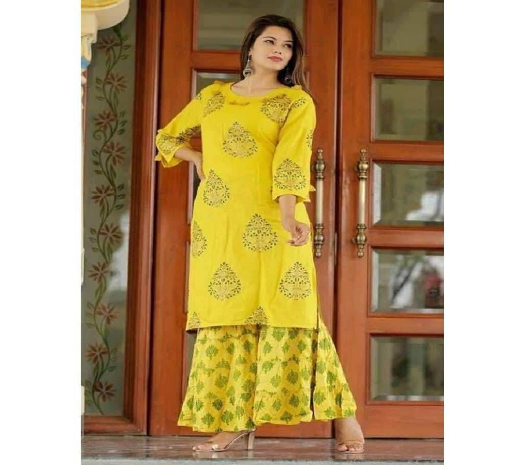 Semi-Stitched Block Printed Cotton 2 Piece