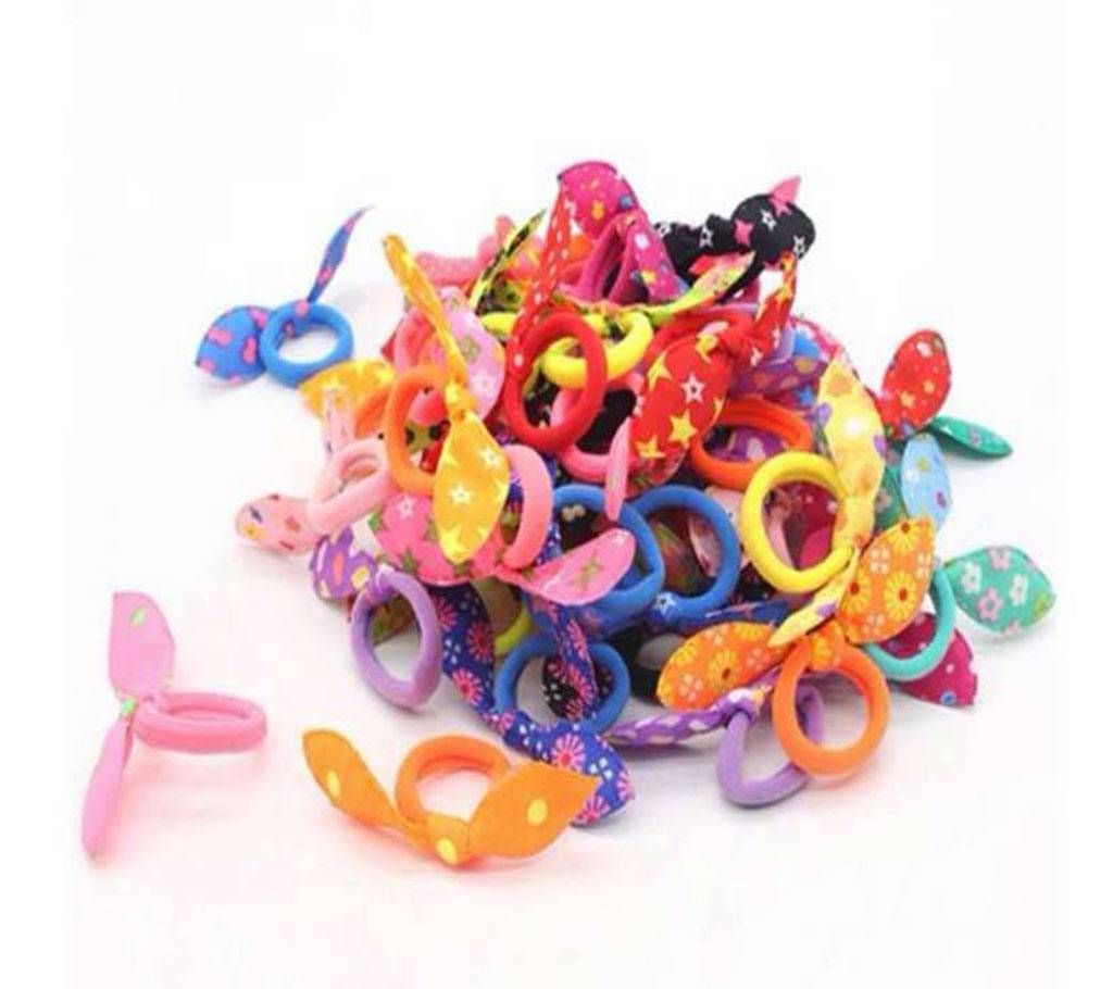 10PCS Mixed Color Rabbit Ear Elastic Hair Bands For Girl kids