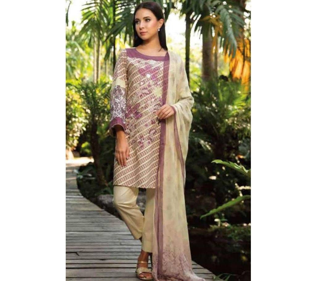 LSM LAKHANY Unstitched Print Embroidered Lawn Three Piece