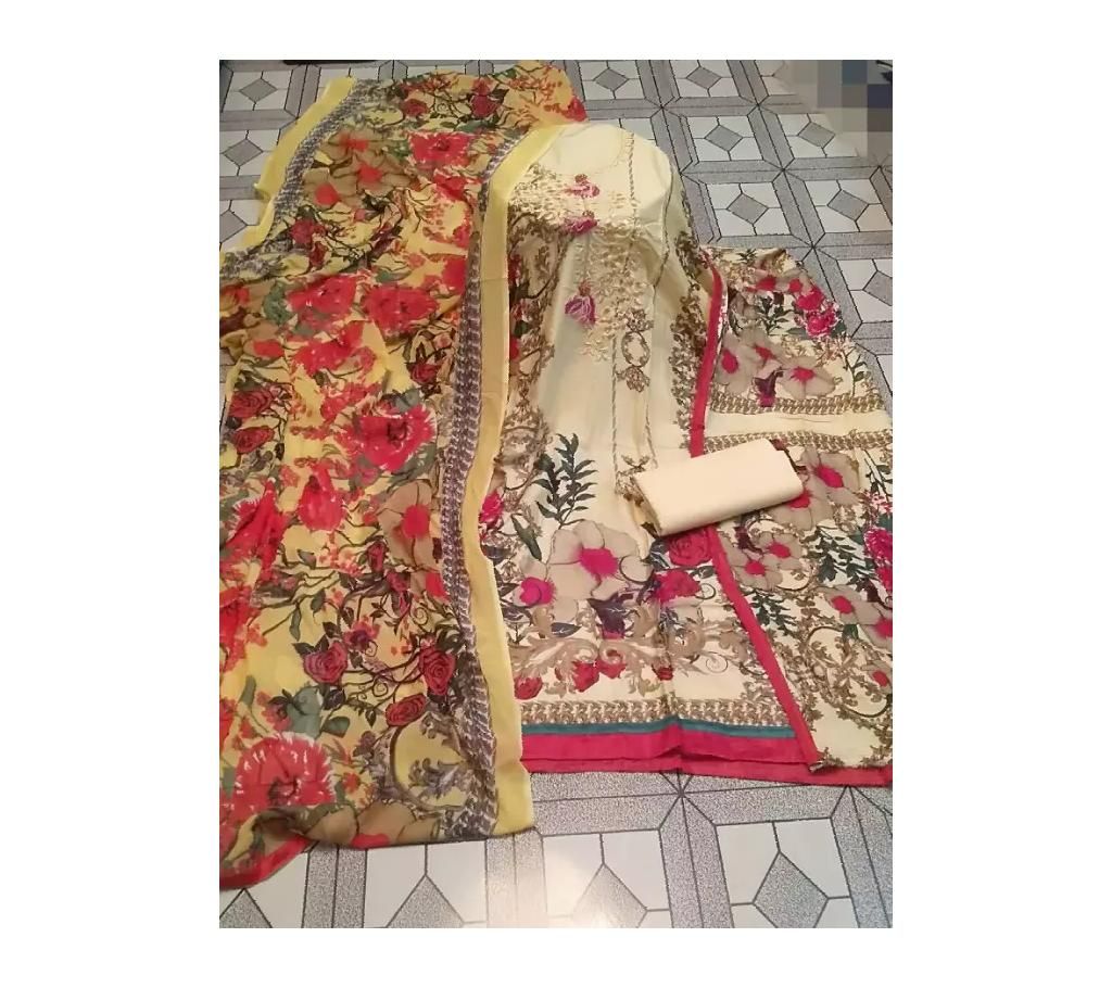 high quality soft cotton neck panel embordary orna pure shiffon ar digital print pant cotton