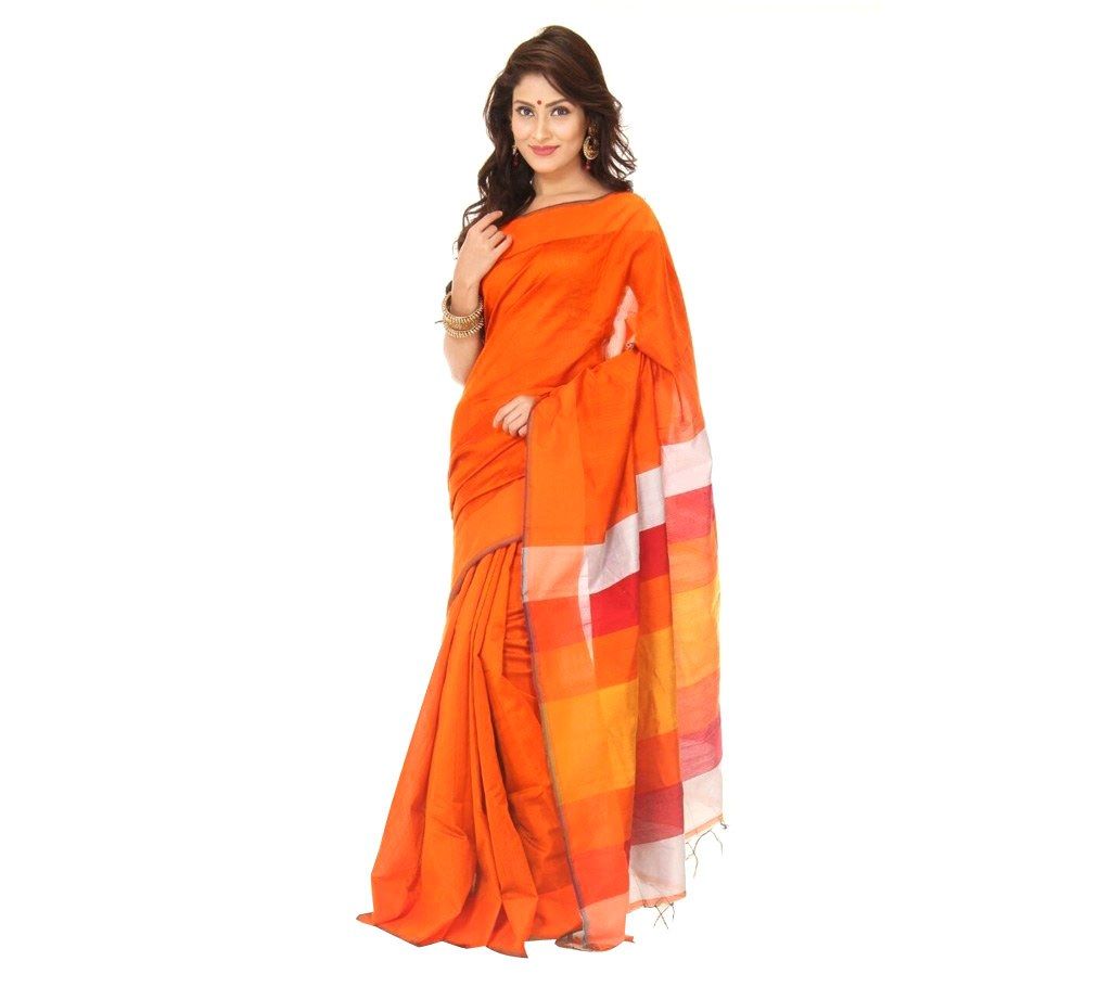 Orange Hand Loom Cotton Sharee