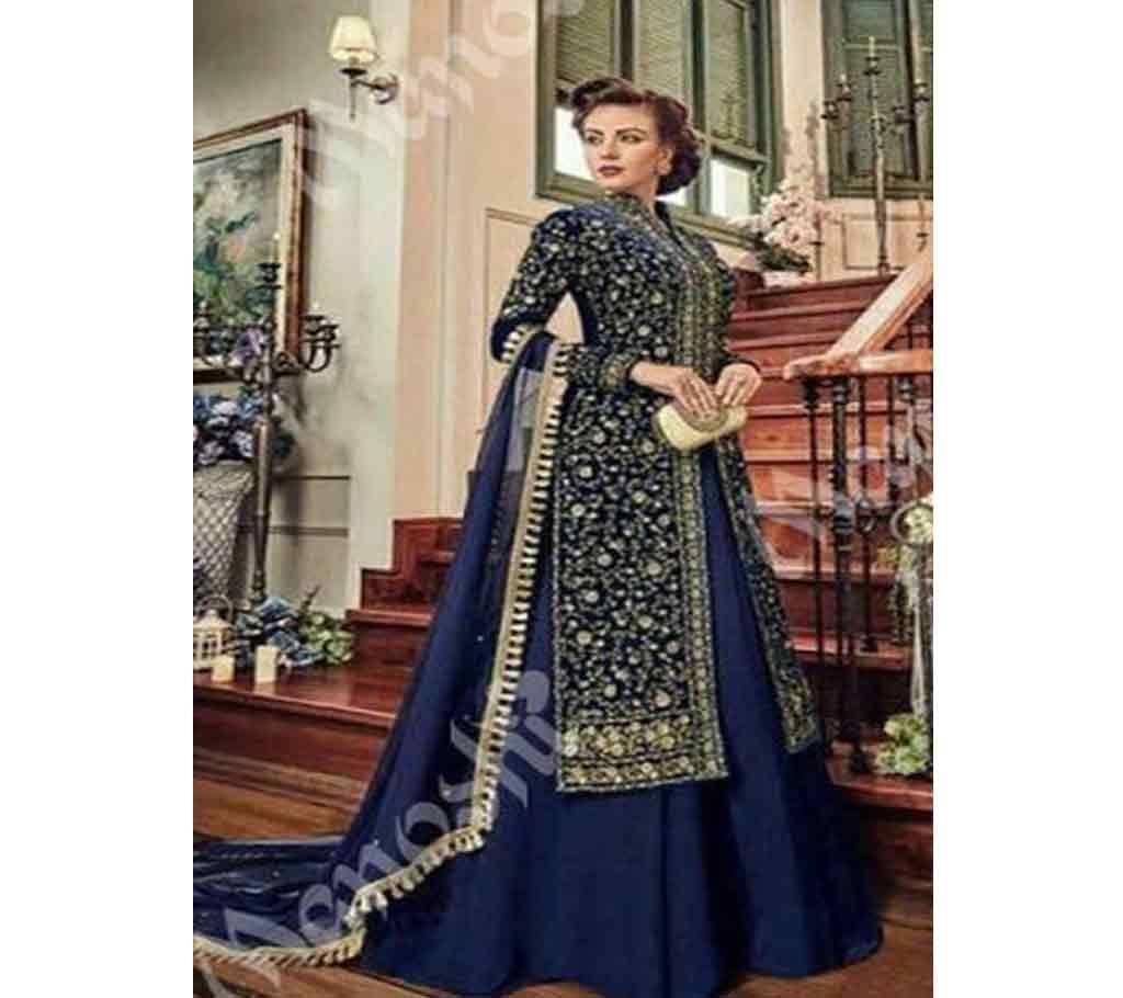 Indian Unstitched Georgette 3Pcs For Women Blue Color