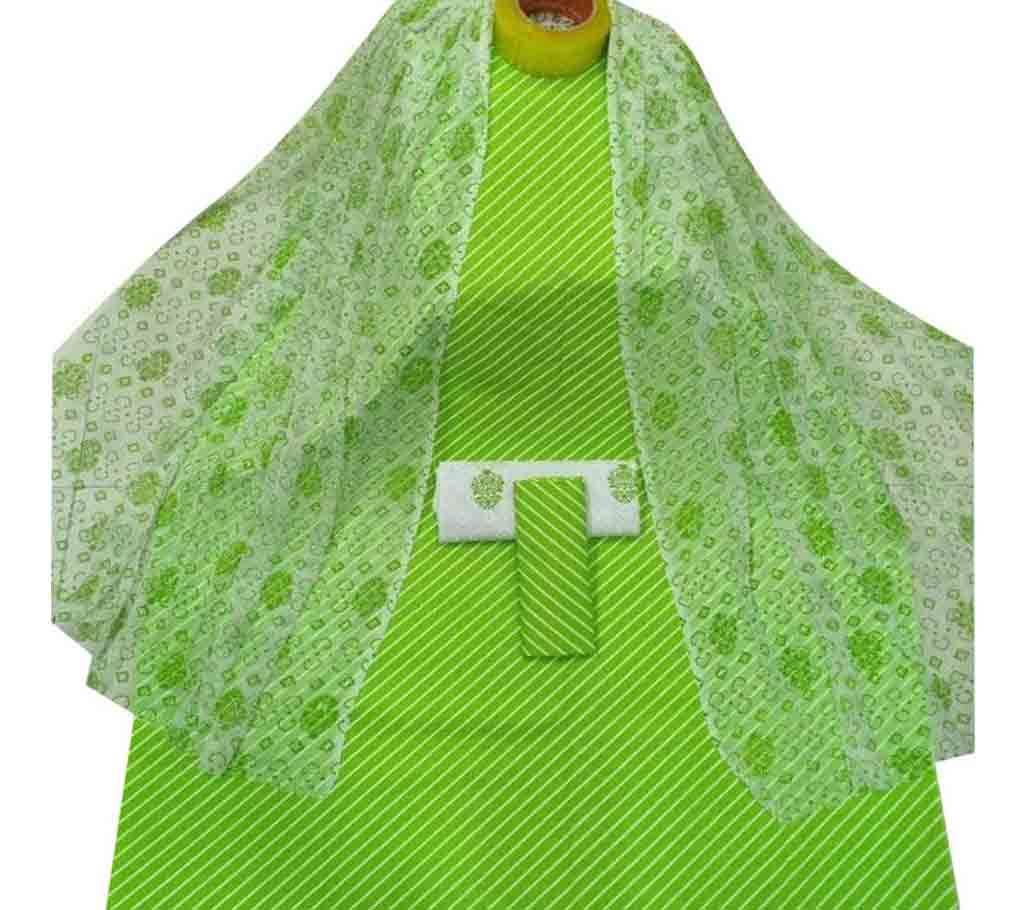 Light green Unstitched Skin Printed Cotton 3Piece