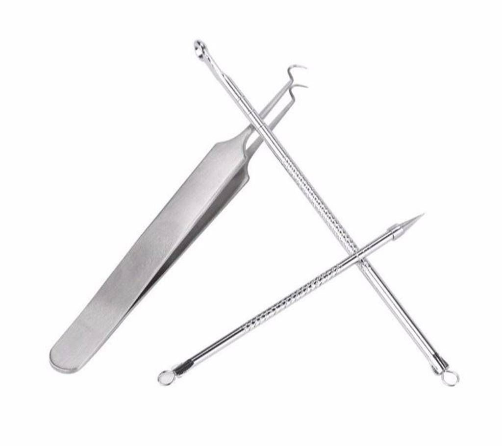 3Pcs Stainless Steel Blackhead Remover Acne Needle Facial Tool Kit