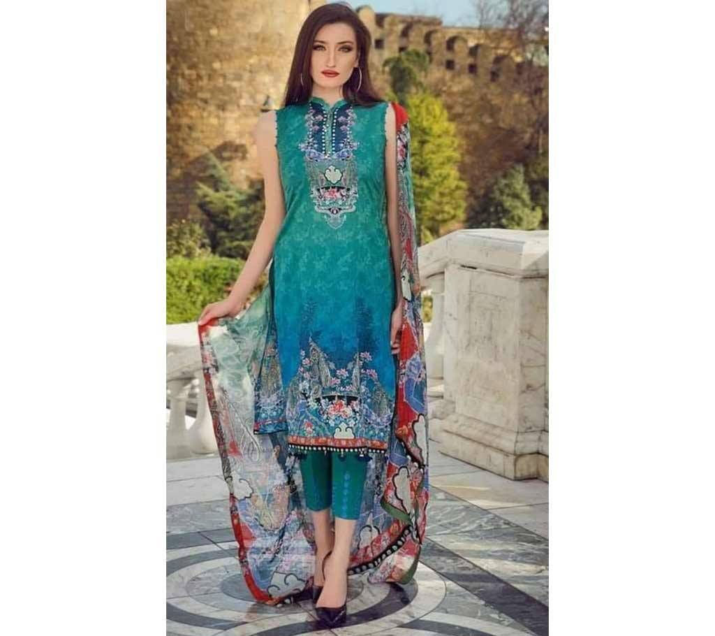 Unstitched Indian kashmiri amdrodary Design Three-Piece 07