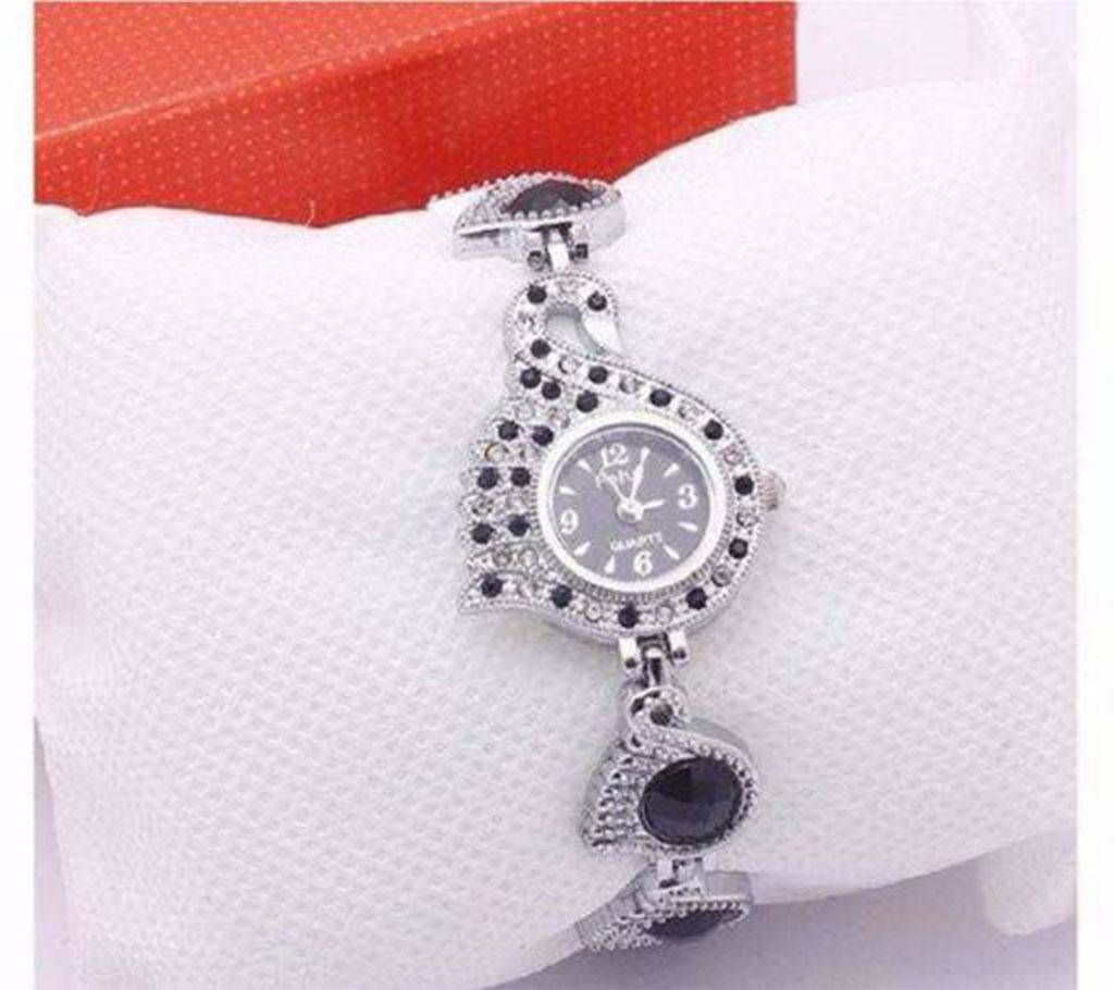 Peacock silver watch for women 