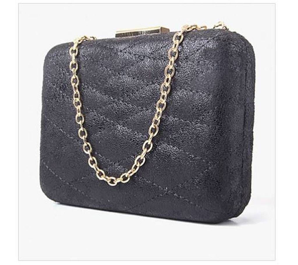 Ladies Clutch Black Lather