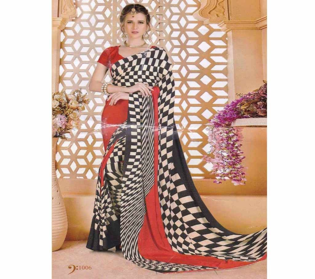 Abstract Printed Indian Butter Georgette Sharee