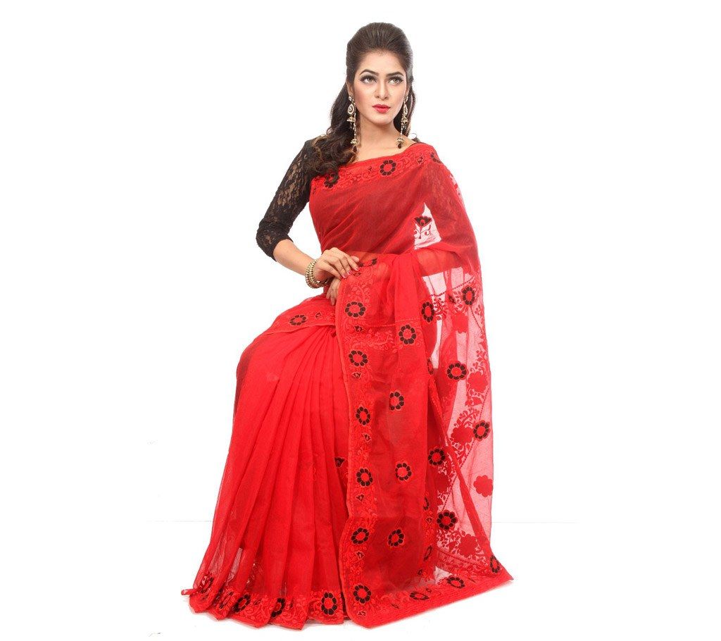 pure muslin with hand embroidery sharee 