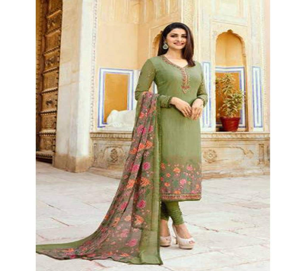 Un Stitched Satin with embroidery dress