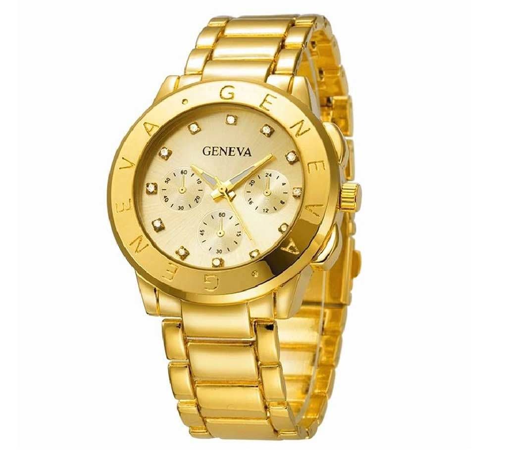 Geneva Ladies Golden Stainless Steel Analog Watch