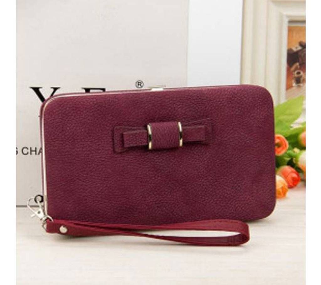 Bowknot Compact Purse- Dark Maroon