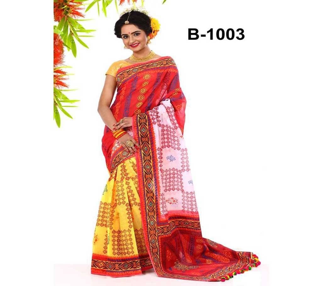 Pure Muslin Silk with Hand Block & Hand Embroidery