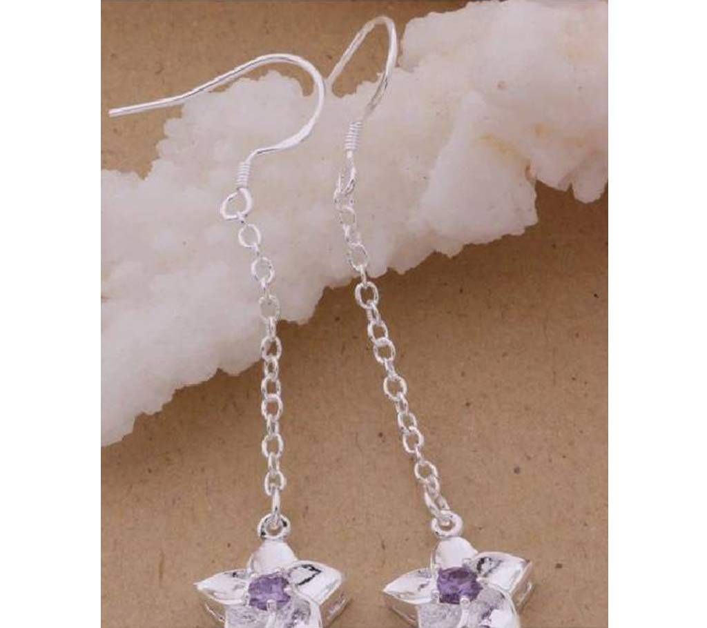 Long Earring Trendy Purple CZ Nice Star Pendant Earring For Women AE181