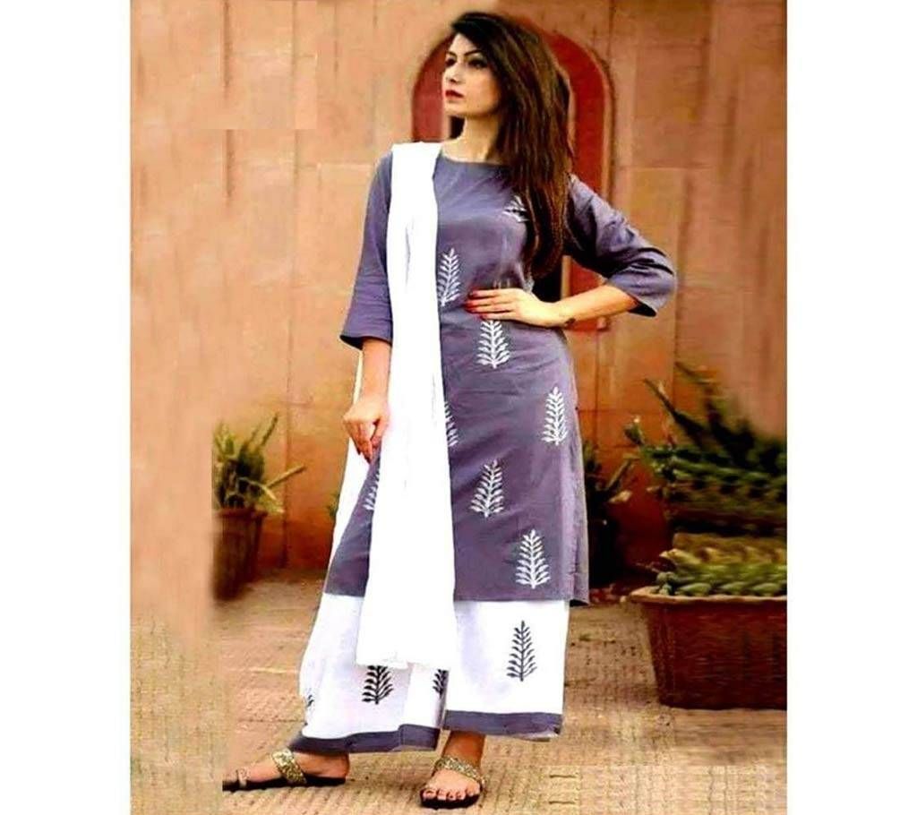 unstiched rajdhani voyel block printed cotton salwar kameez St block-906