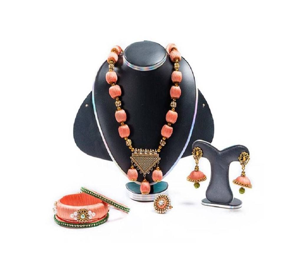Light Pink Silk Thread Jewellery Set