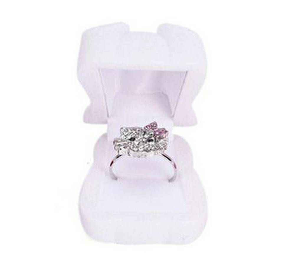 Teddy Bear Shape Ring Box White Color