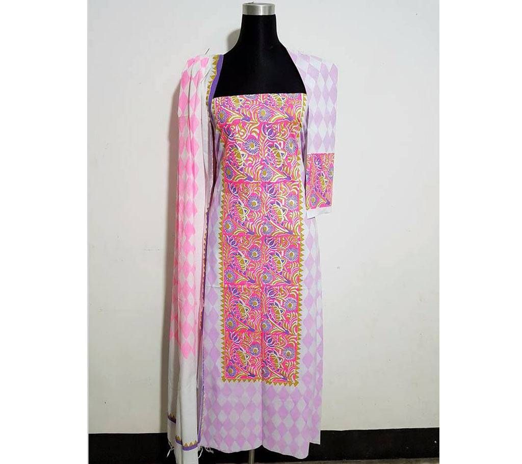 Unstitched Printed Cotton Three Piece Dress 