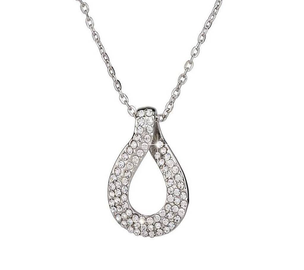 Silver Crystal Water Drop Necklace Pendant for Women