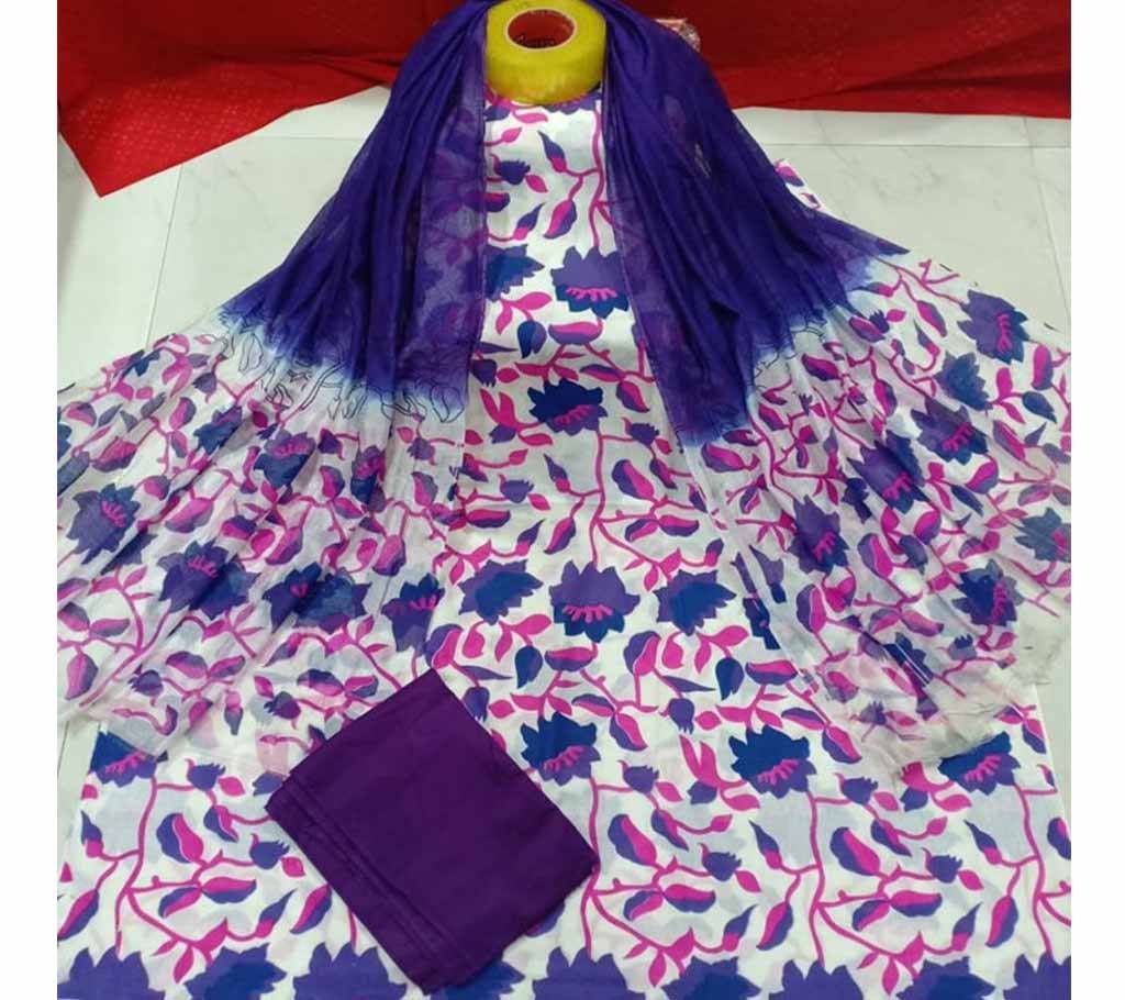 Unstitched Multi Color Cotton screen Printed Salwar Kameez for Women