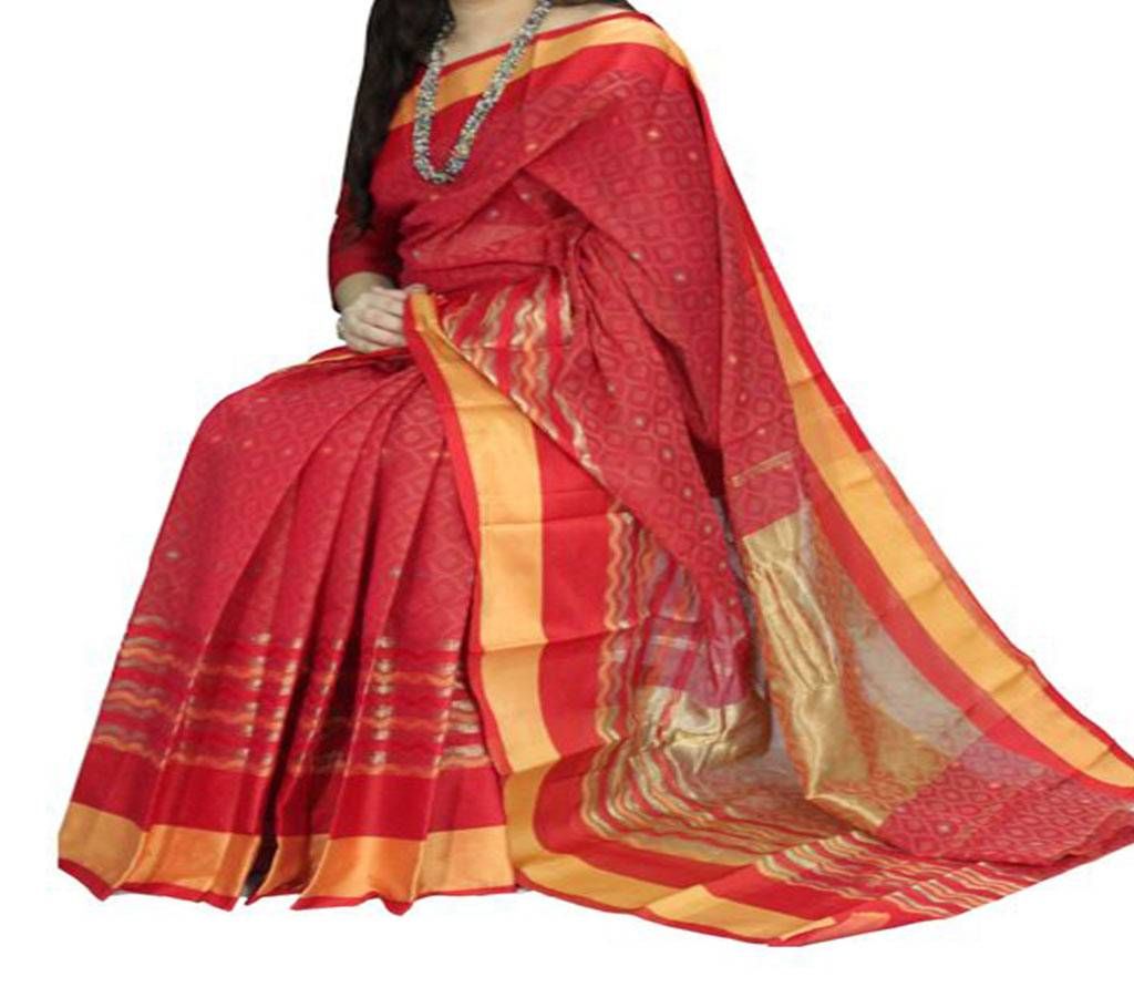 Red & golden color combination half silk saree