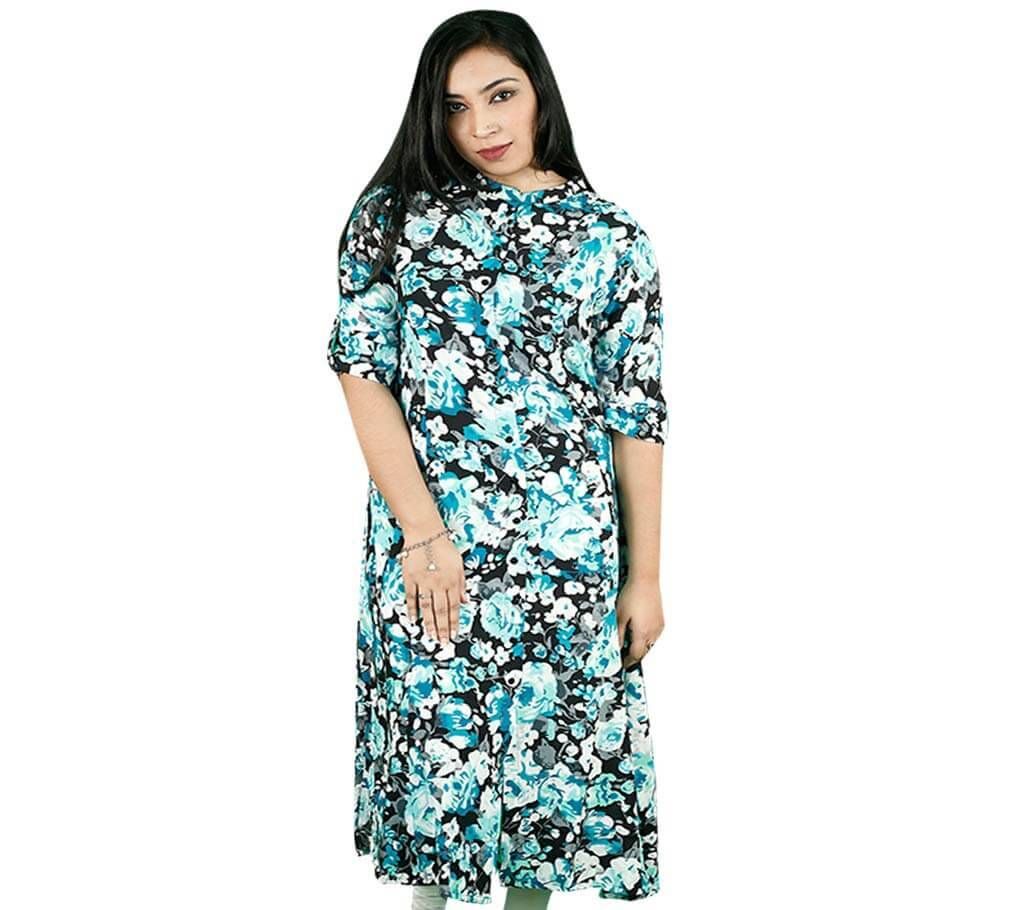 Black & Blue Print Long Kurti