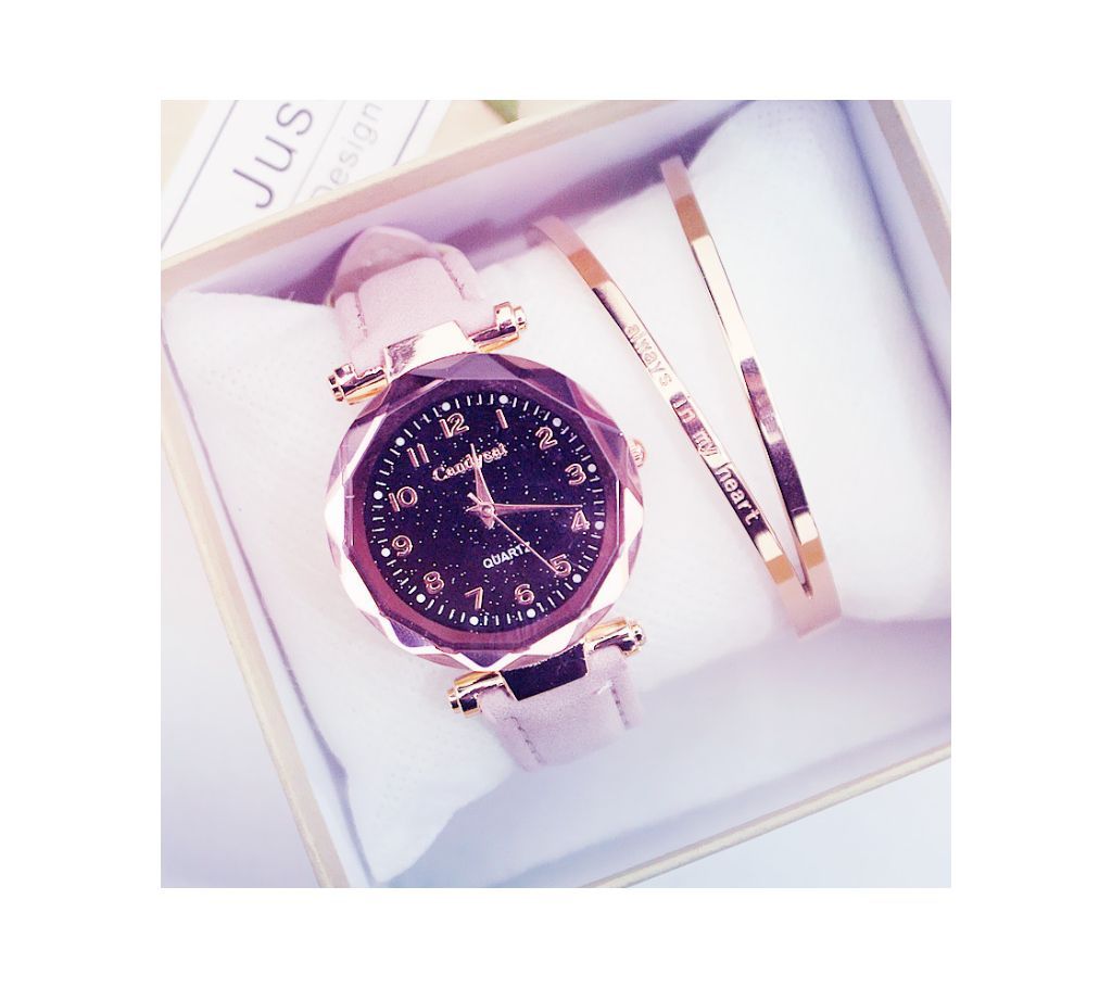 Women Fashion Watches Pink Hot Sale Cheap Starry Sky Ladies Bracelet Watch Casual Leather Quartz Wristwatches Clock Relogio Feminino