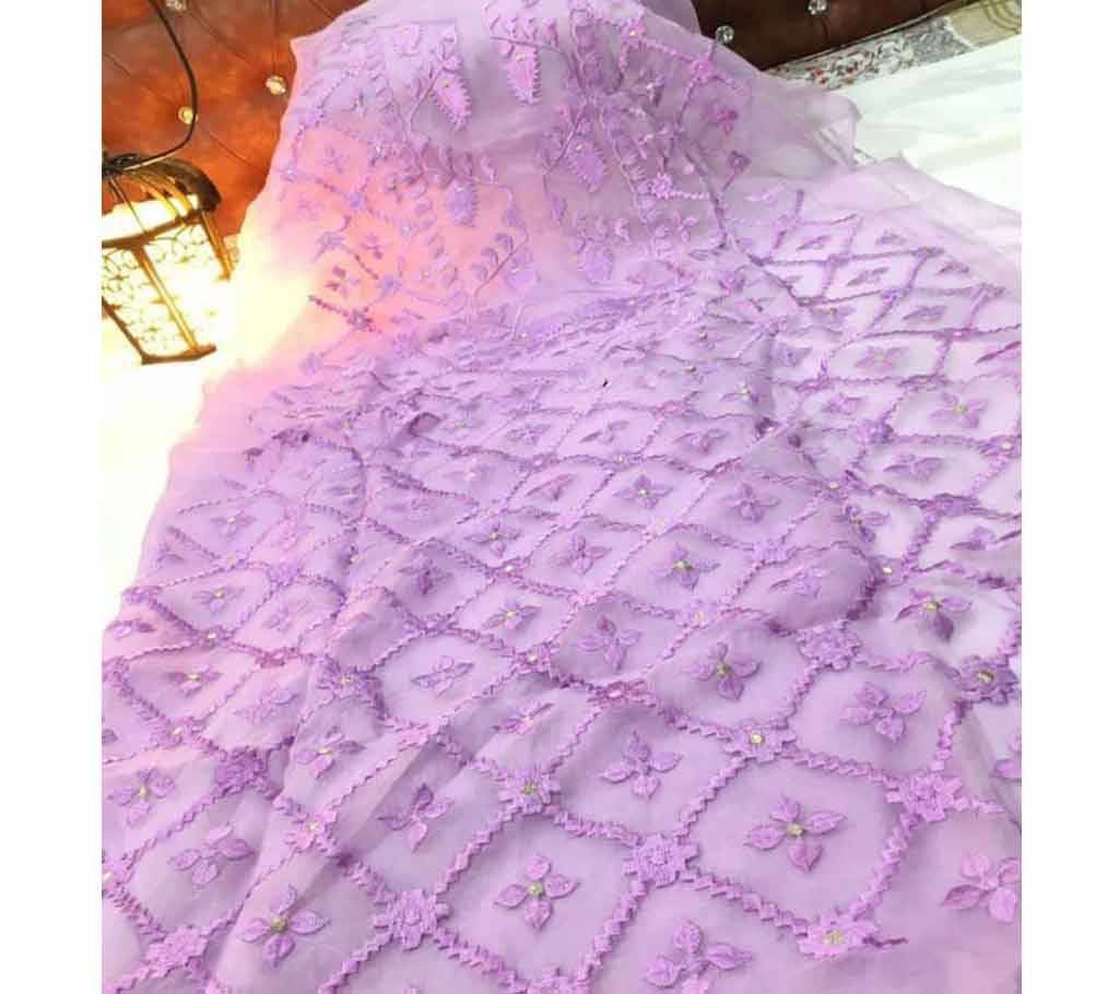 Unstitched embroidery work purple Color kameez for Women (1 piece)