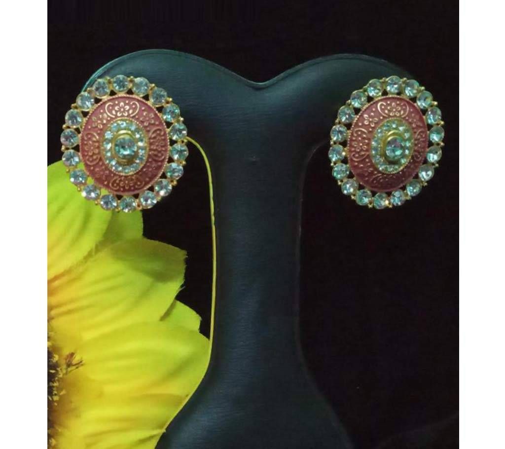 Minakari Red Ear ring
