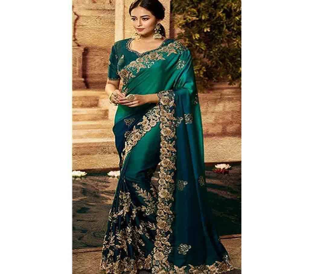 Butter Soft Japani Silk Green Saree with blouse piece