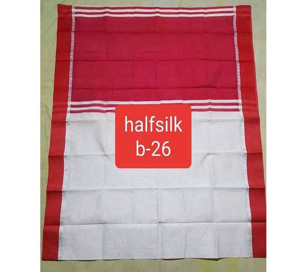 Half Silk Saree - White b-26