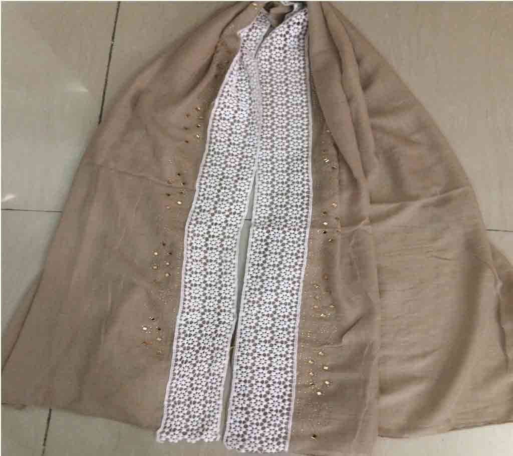 Cotton maxi hijab with lace and stone work