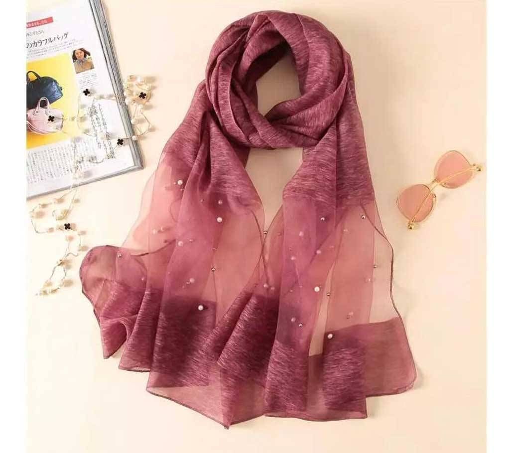 Maroon Cotton with Pearls Hijab for Women