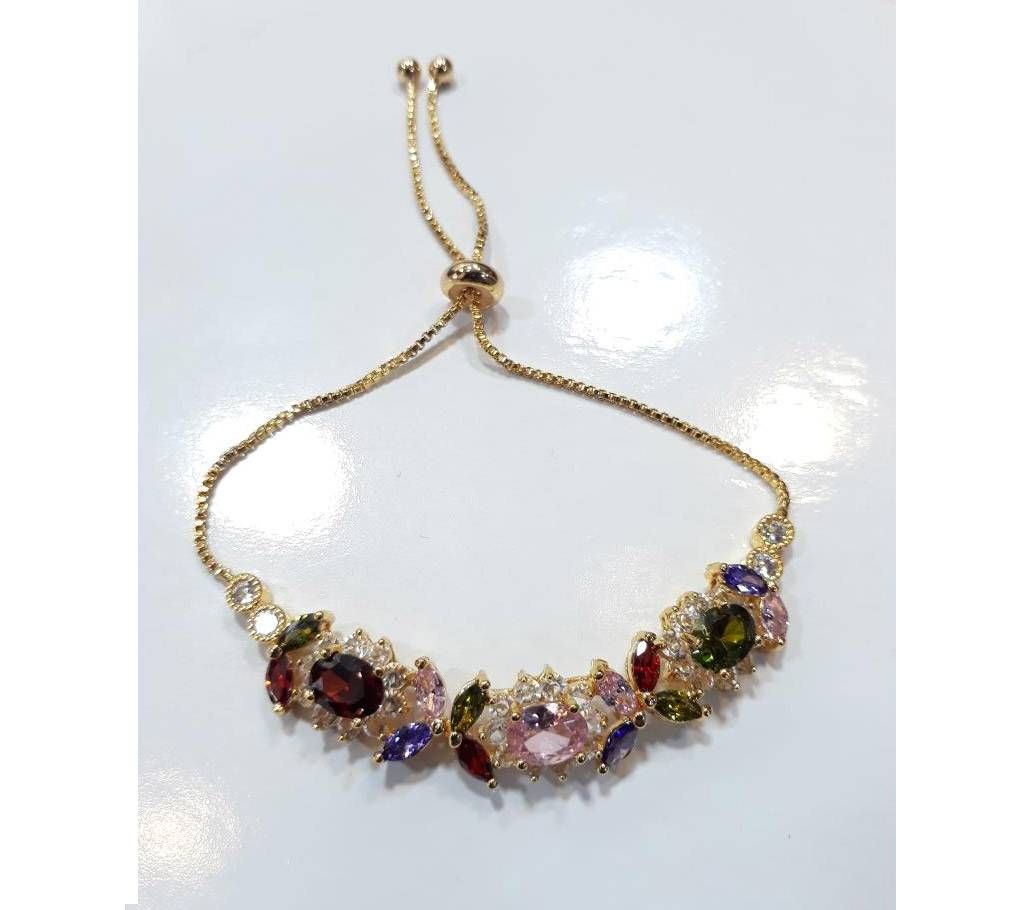 Multicolor Stone Setting Chain Bracelet