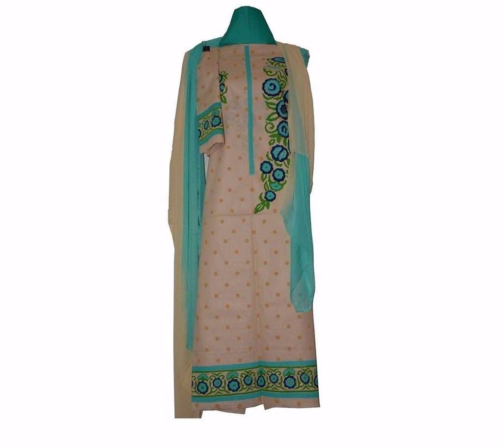 Un stitched block printed cotton three piece-copy 