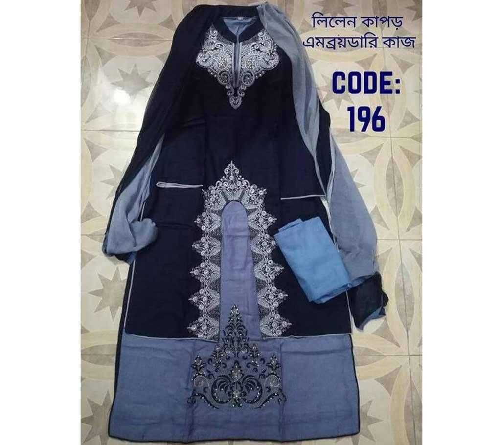 Embroidery Work Readymade Linen Three pcs