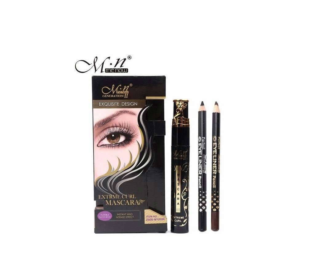 M.n Menow Brand Waterproof Curl Mascara With Silicone Brush with Eyebrow Pencil, Eyeliner Pencil China
