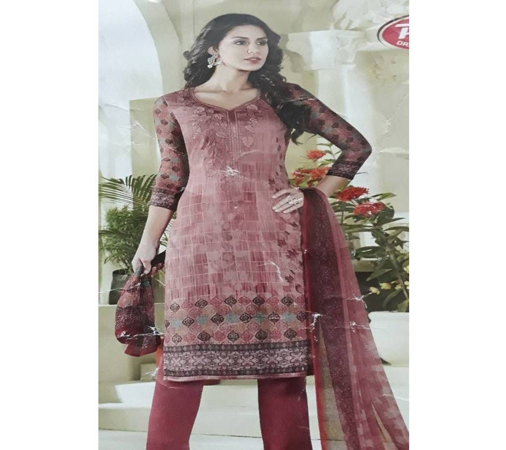 Indian unstitched cotton embroidery work three piece 