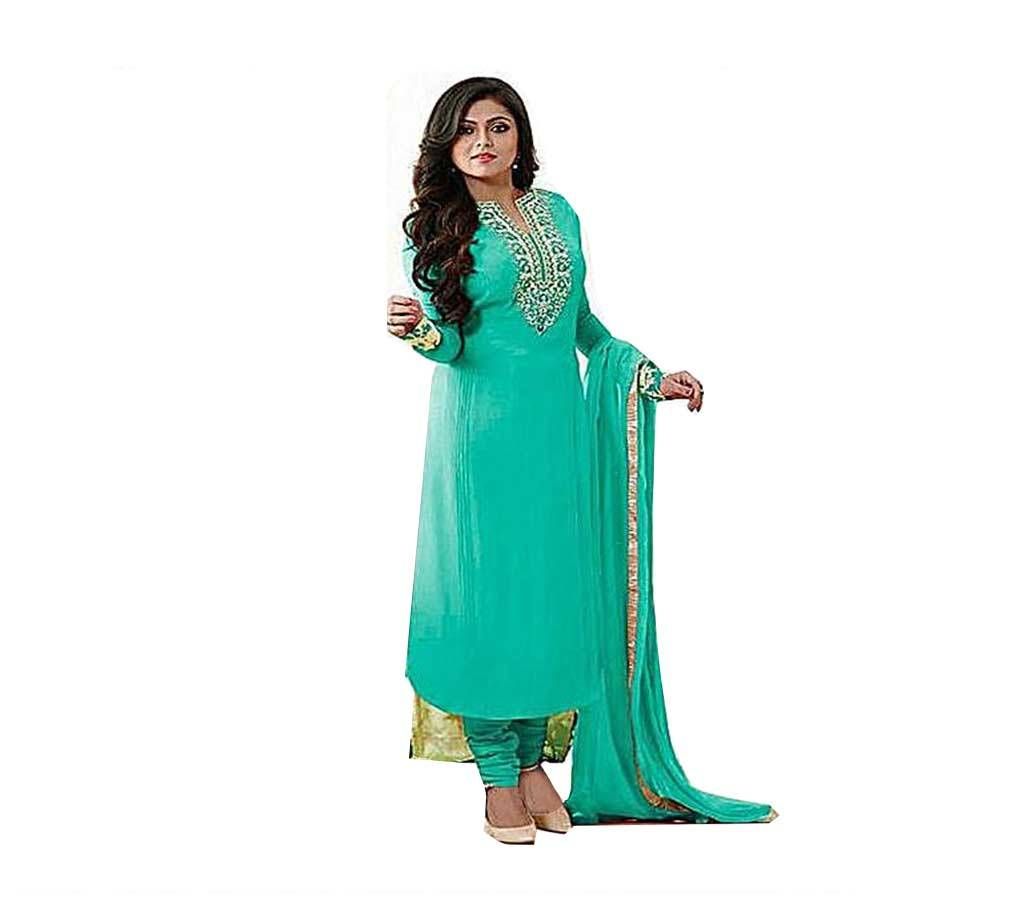 Unstitched Cyan Cotton Printed Shalwar Kameez for Women
