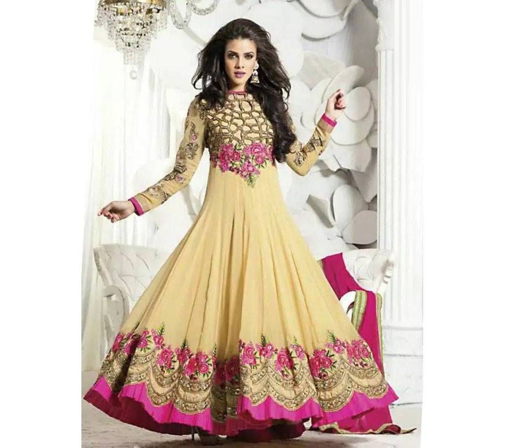 Semi Stitched Embroidery Soft Georgette Gown - Copy