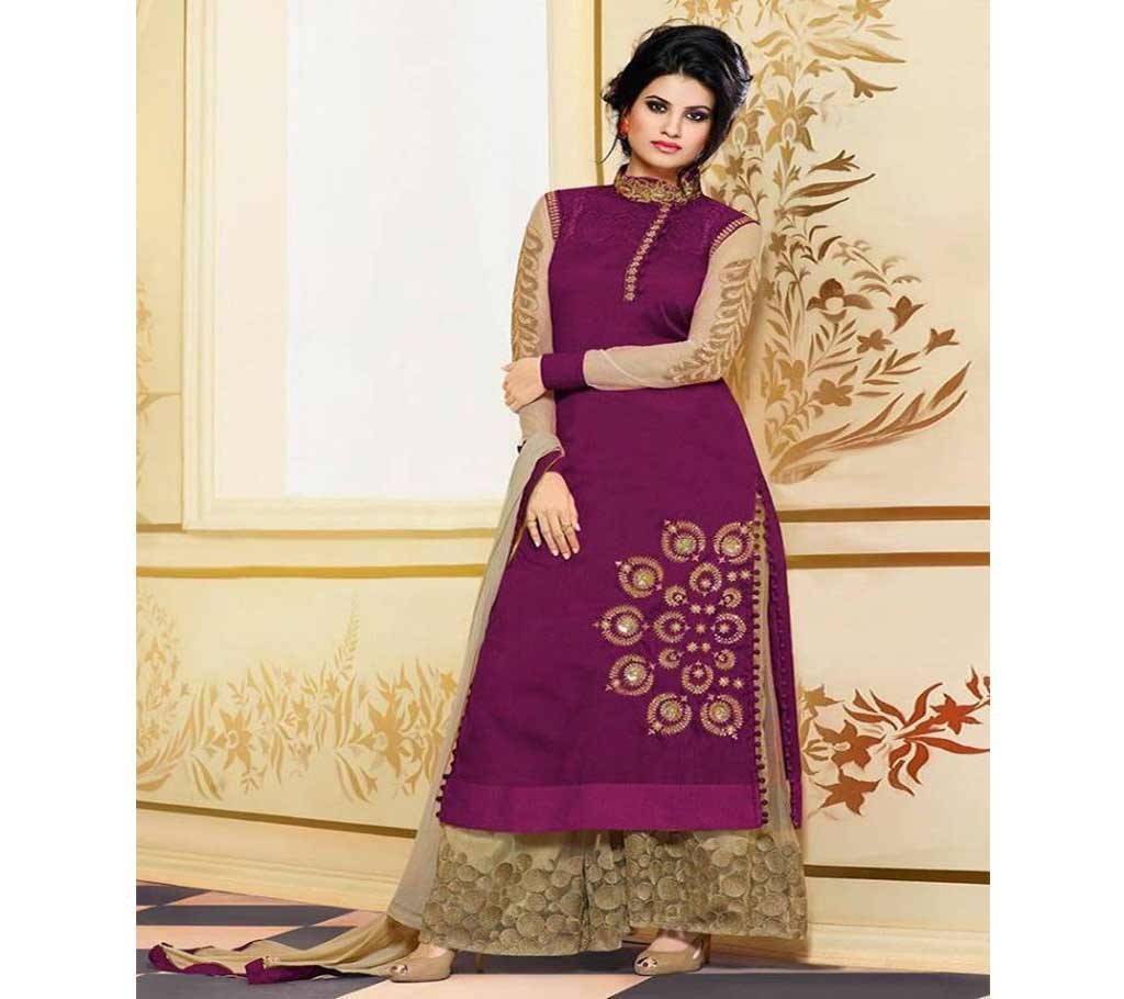 Semi Stitched Embroidery Georgette Salowar Kamiz KARMA 4058purple Copy