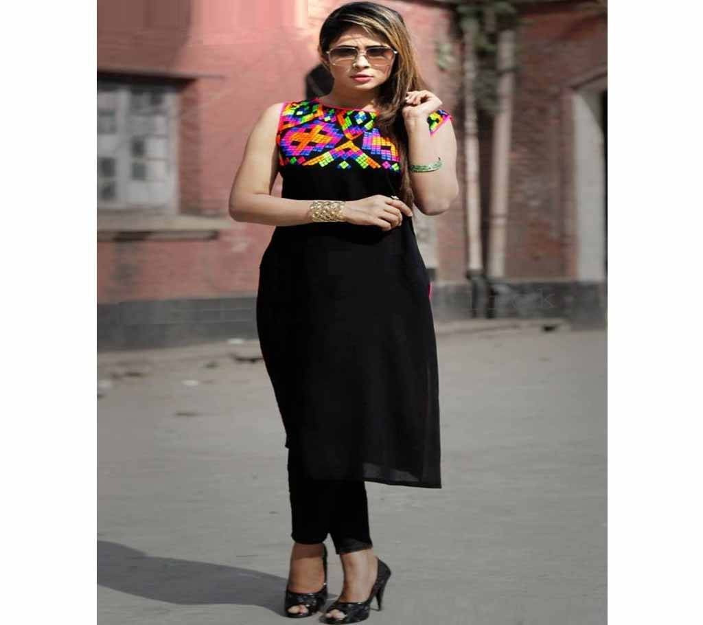 un-stitched black georgette salwar kameez-384