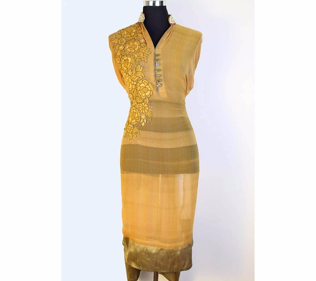Unstitched Long Sleeve Georgette Kurti