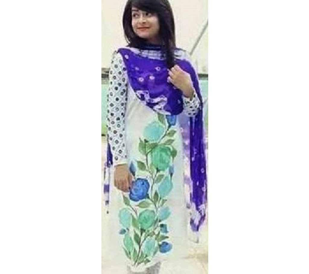 Unstitched block printed Rajdhani voyel cotton Salwar Kameez stblock-305