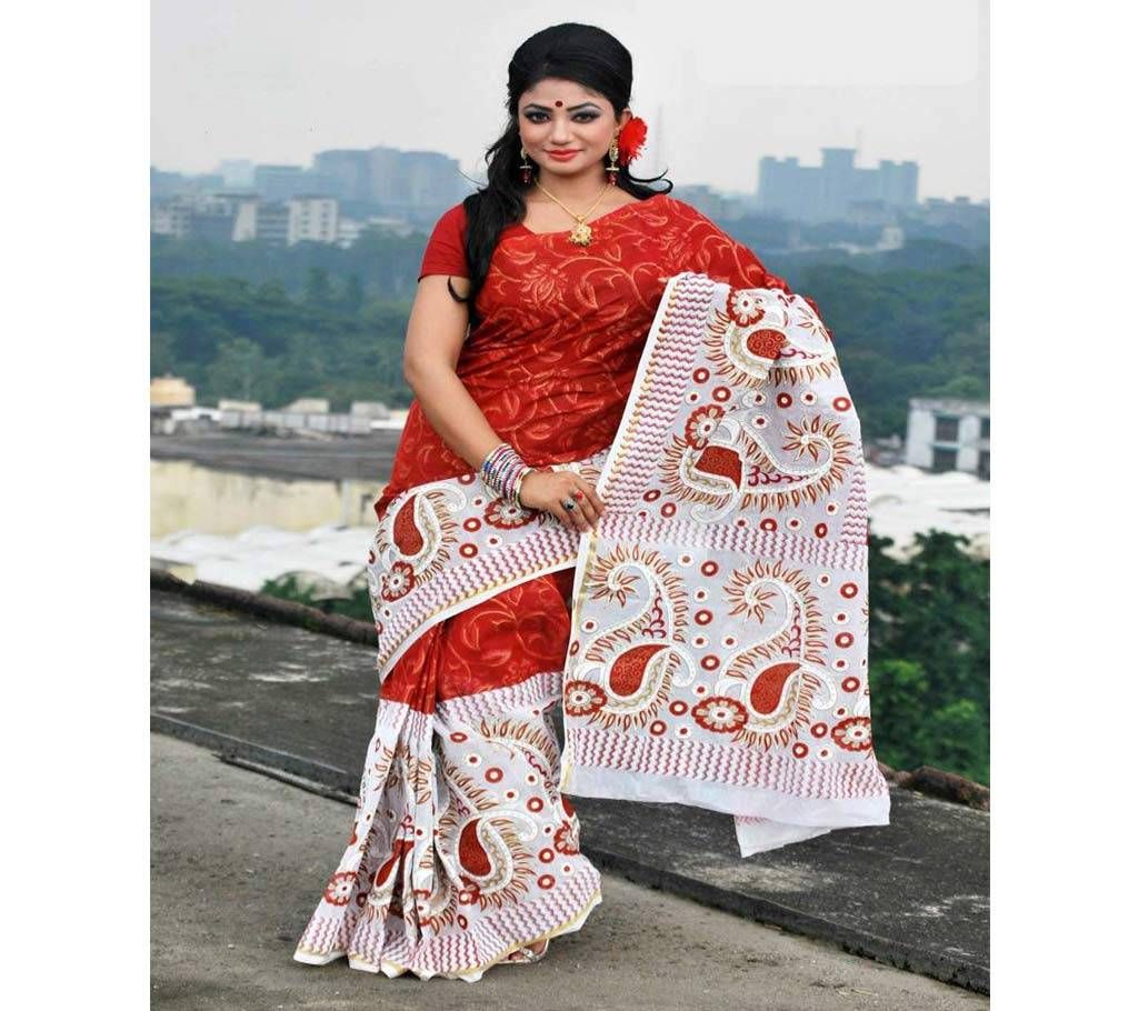 Baisakhi Hand Print Cotton Earrings with Earrings and Ring Free