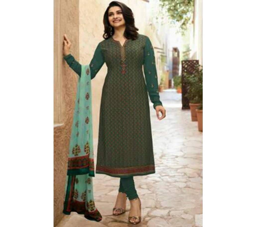 Royal Crepe Dark Teal Green with Hole Body Flower Design 3pcs