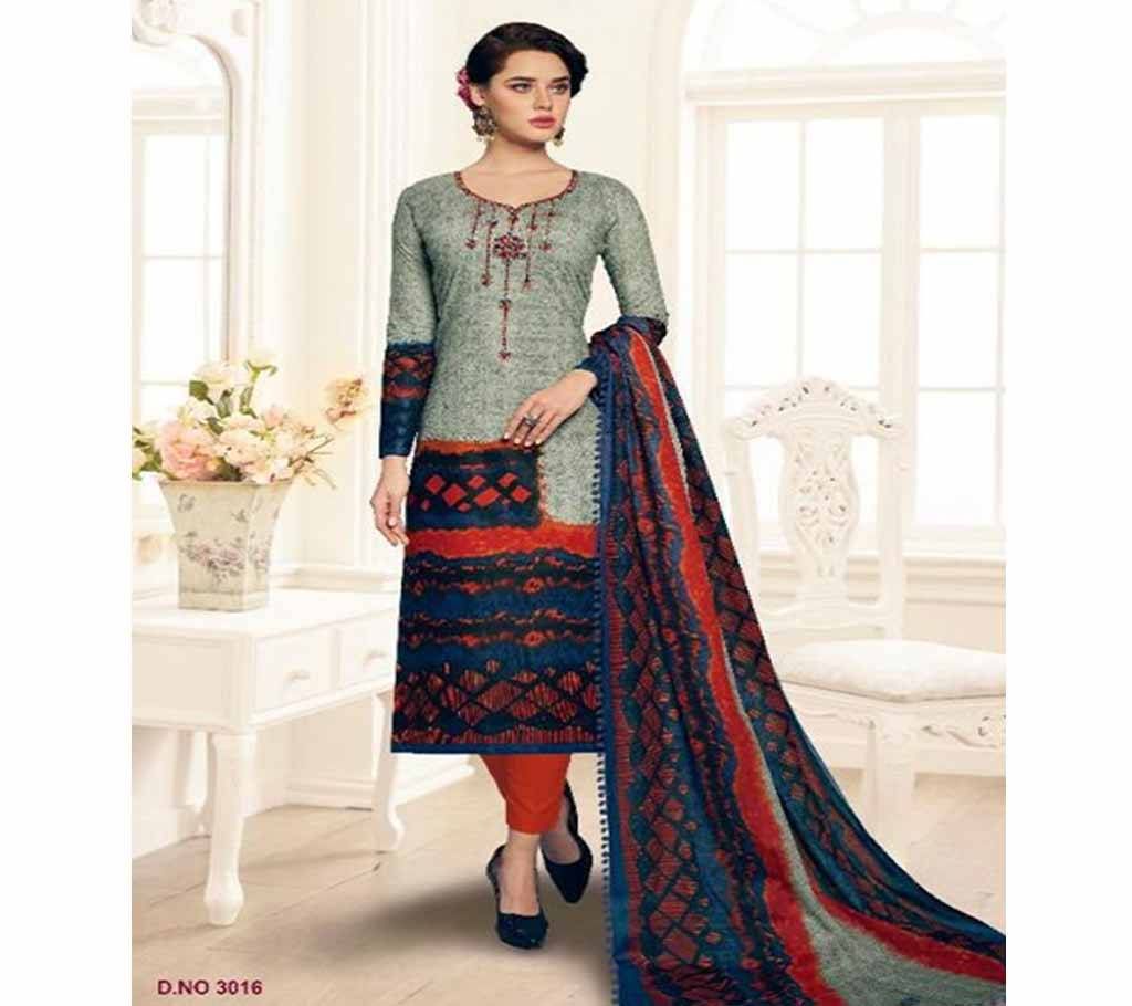 Shahnaz Arts Floration Vol 2 - 3016 - Grey with Black mix Cambric Cotton 3Pcs