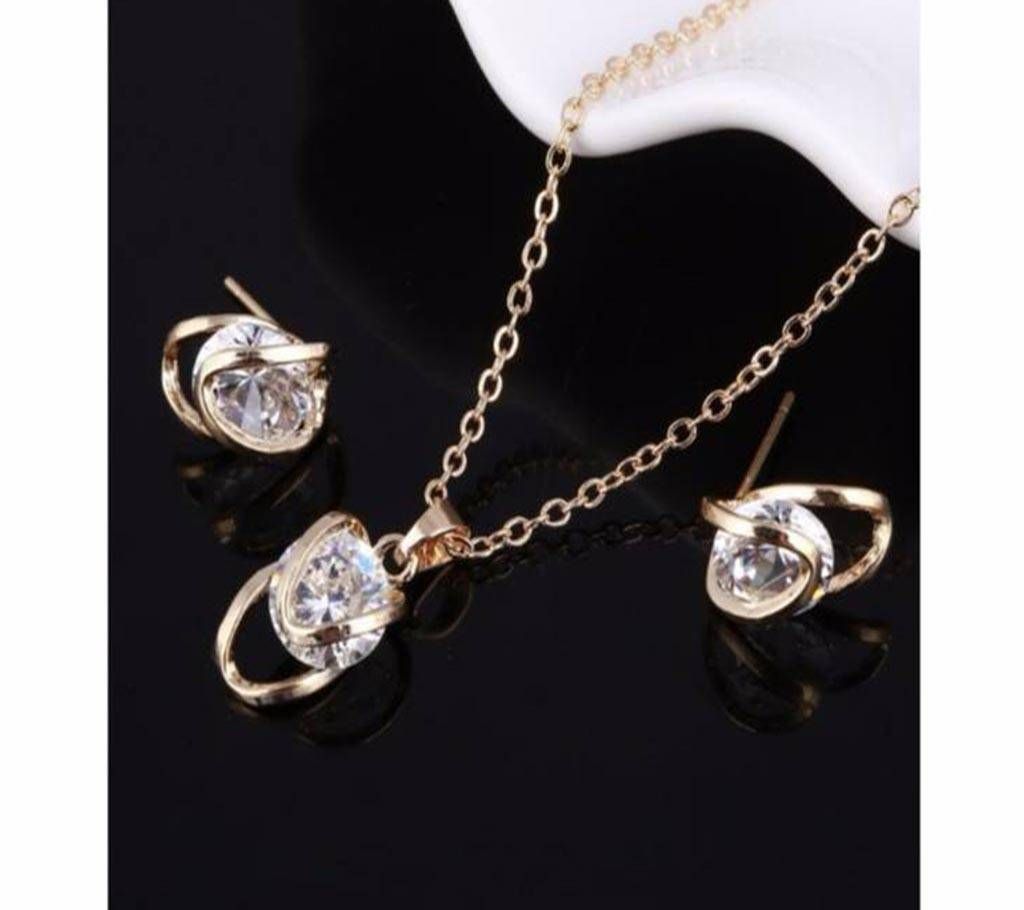 Crystal Golden Color Zircon Jewelry Set For Women
