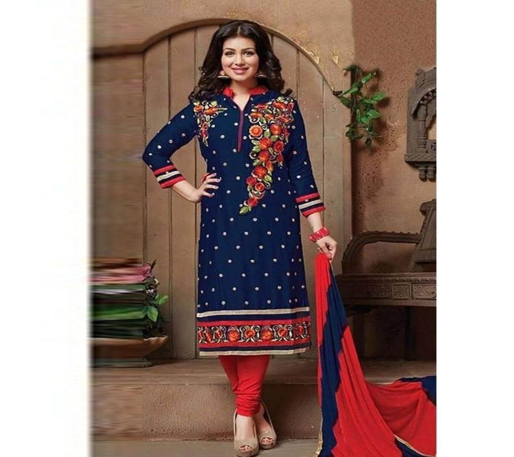 unstiched block printed cotton replica three pcs salwar kameez seblock-364