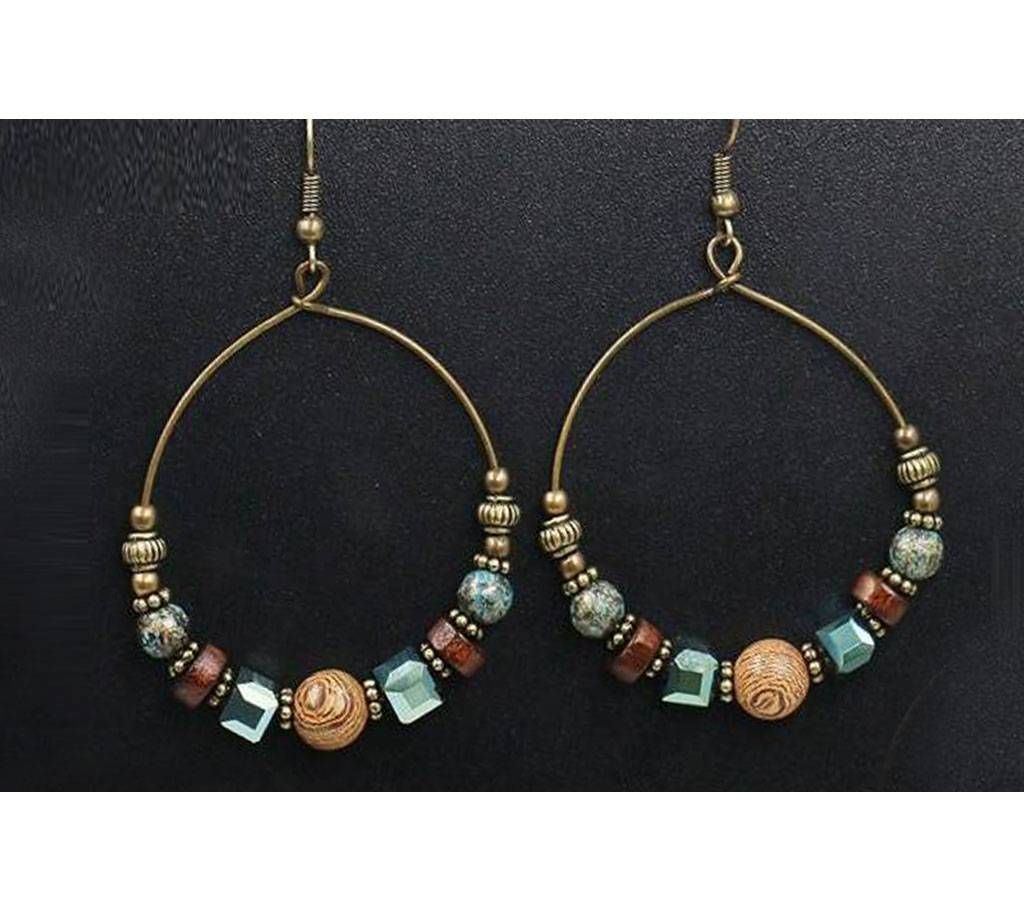 Big Circle Wooden Beads Hook Earrings